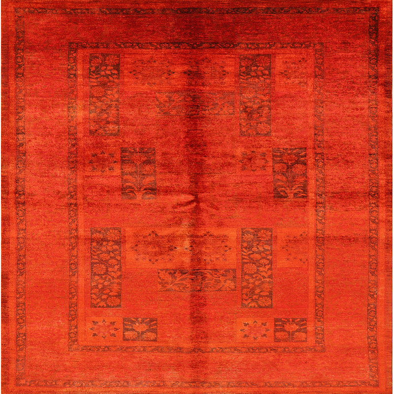 Tapis oriental orange, Carré 4 pi