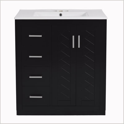 30" Bathroom Vanity with Ceramic Sink Combo,Bathroom Storage Cabinet with 3 Drawers and Soft Closing Doors