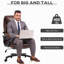 Fauteuil de bureau d'une capacité de poids de 400 lb, taille grande et grande, aspect cuir brun, capacité de travail de l'unité centrale, brun, aide lombaire