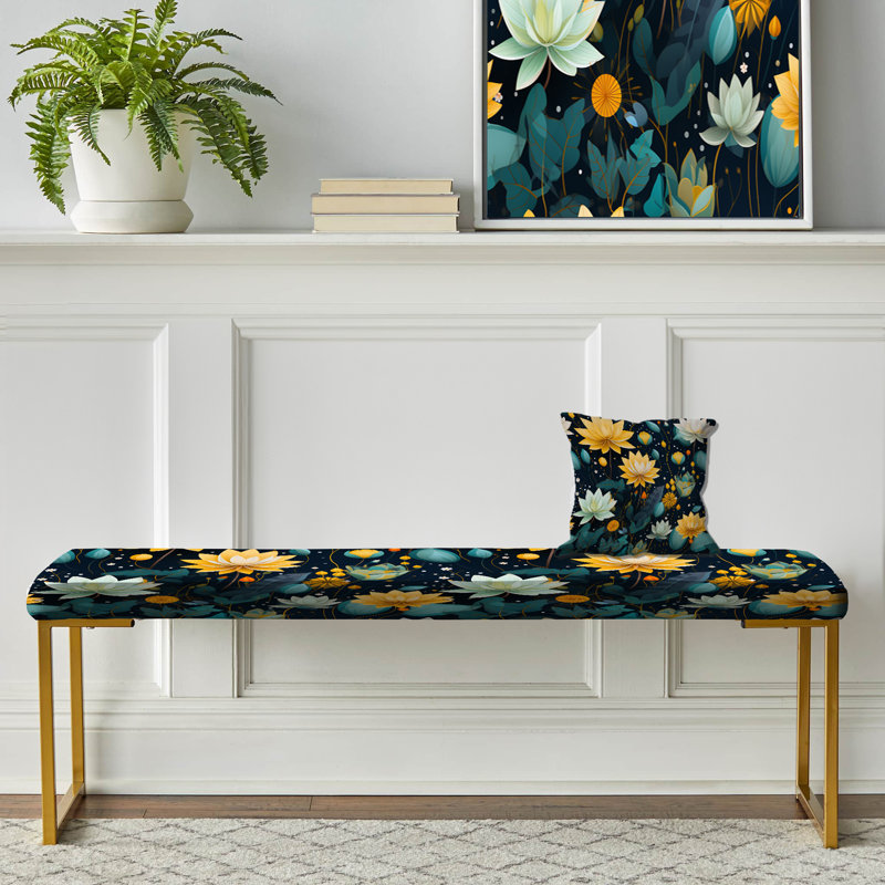 Inner Balance Pursuit Mediation - Botanical Upholstered Gold Bench