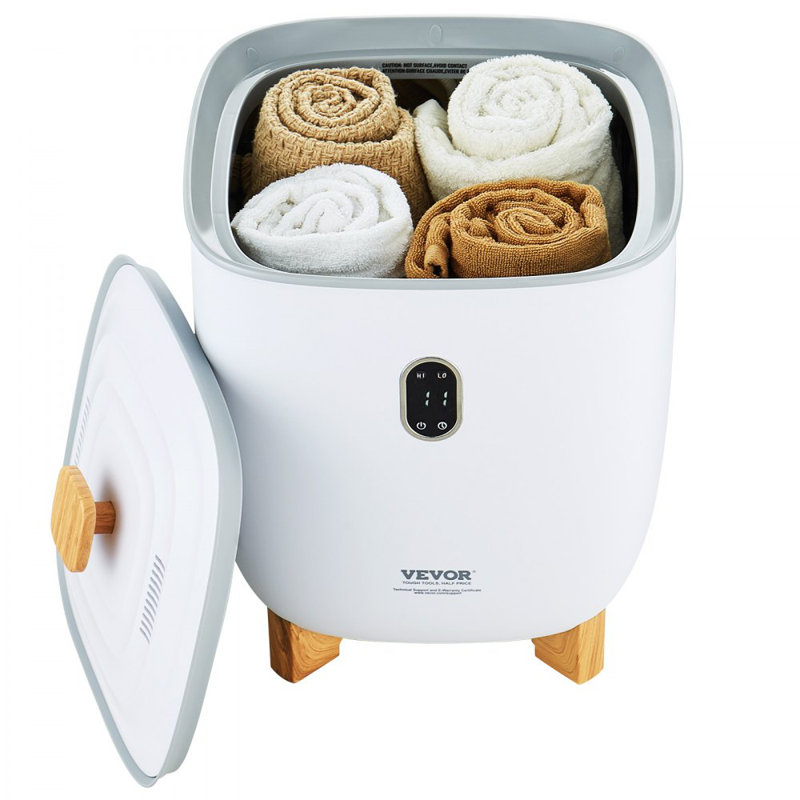 25L Large Towel Warmer Bucket with LED Screen Drying Fuction & Timer White, 18.4" H x 14.5" W x 14.5" D