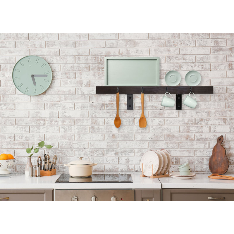 Rayne Plate Display Shelves With Hooks, 30/3/2, Ebony