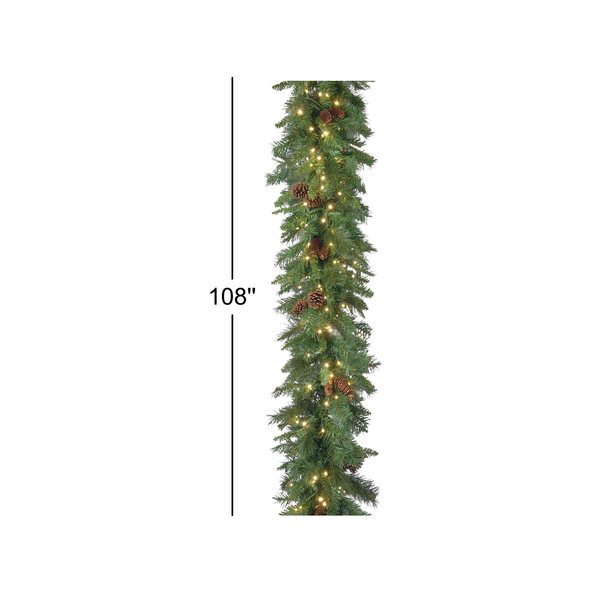 The Holiday Aisle® 9 ft. Garwood Spruce Garland with Warm White LED Lights