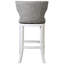 Tabouret de bar rembourré avec dossier, hauteur de 31 pouces, revêtement blanc et gris, boutons décoratifs, pivotant lisse de 180 degrés, plaque métallique sur repose-pieds, patins en plastique pour la protection du sol, assemblage facile
