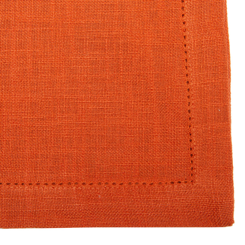 Hemstitch Square Napkin, Burnt Orange