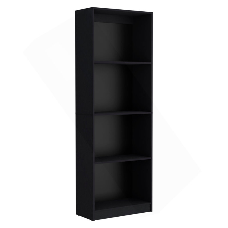 Bibliothèque maison avec présentoir moderne à 4 tablettes pour livres et décoration, Noir