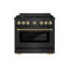ZLINE Autograph 36 in. Paramount Gas Range in Black Stainless Steel with Gold Helix Handle-1664536963