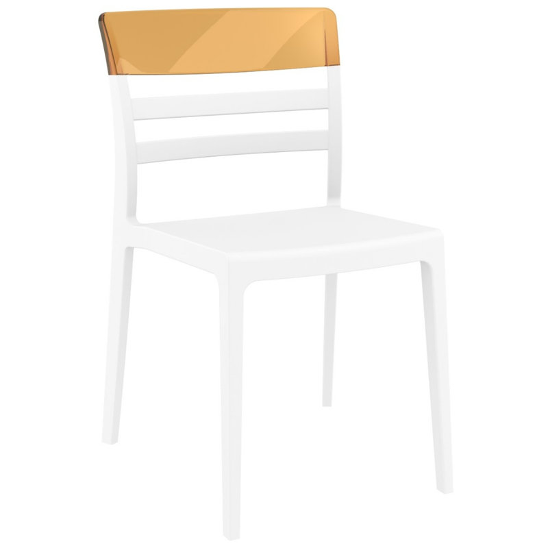 Chaise d'appoint de salle à manger Milliman, Blanc / ambre transparent