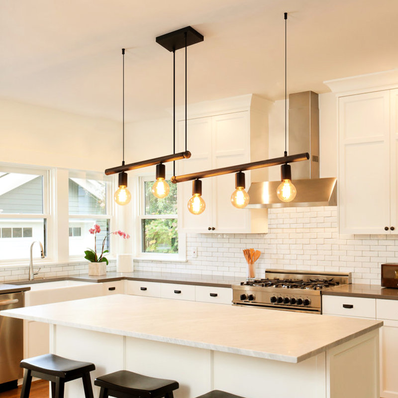 5 - Luminaire suspendu pour îlot de cuisine - Fer peint à la main, finition bronze maison de campagne à intensité variable, peint à la main