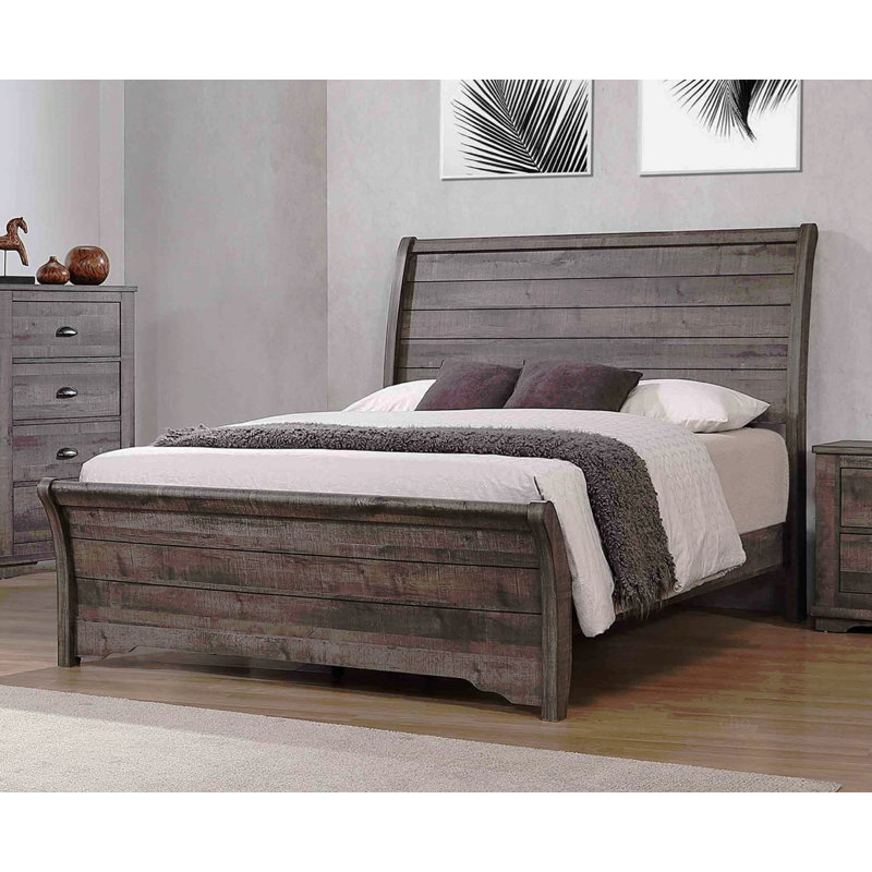 Finition de tête de lit de style traîneau pour grand lit 1pc, gris, Grand