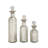 Glass Slim Bottle Silver Decorative Jars with Crystal Toppers Set