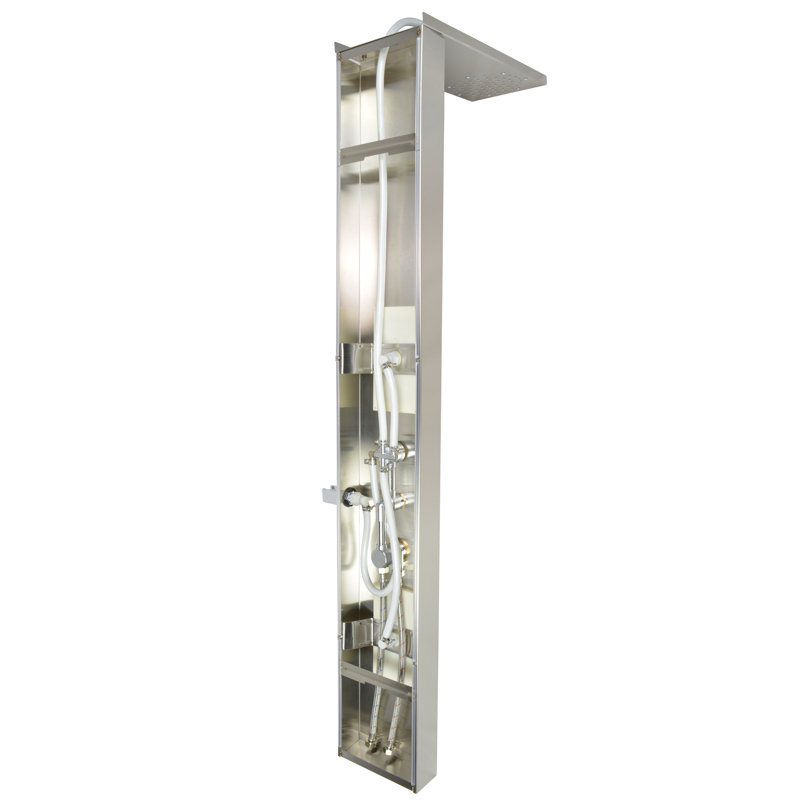 56'' Brushed Stainless Steel Shower Panel with Rainfall Showerhead