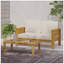 Ensemble de causeuse et de table basse en bois d'acacia durable en teck avec coussins crème résistants aux intempéries, parfait pour la détente en plein air-1106051525-1106051524