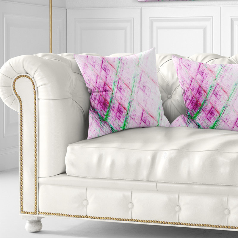 Motif de fractale mauve à motif fractal - coussin imprimé abstrait, 16 po x 1 po, Coussin décoratif