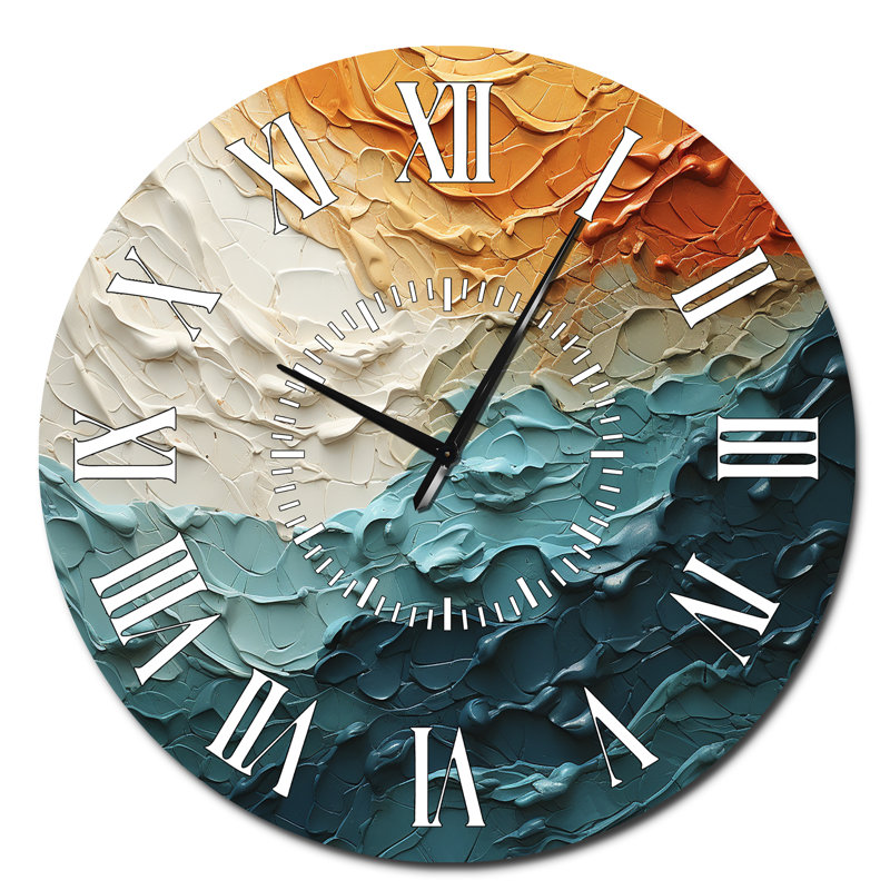 Horloge murale Teal Orange Ocean Coastal Essence, Surdimensionné