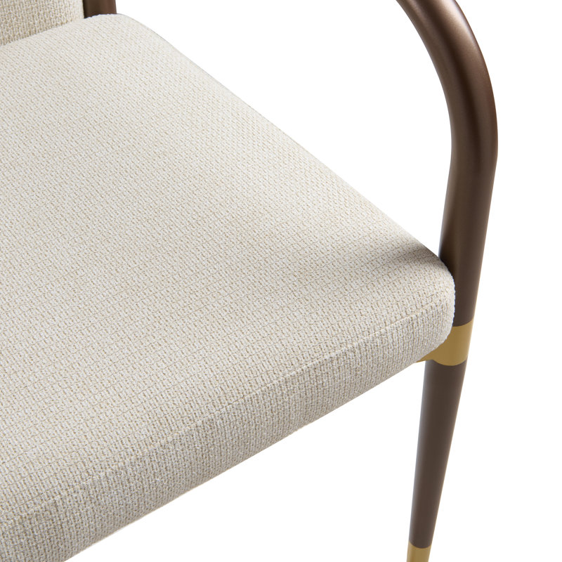 Chaise de salle à manger rembourrée en fer Blondell, Coussin beige / structure brune