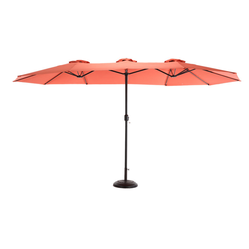 Grand parasol d'extérieur double face 14,8 pi avec manivelle (orange) (sans base), Vert clair