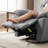 Gray Linen Swivel Glider Recliner Chair, 360° Rotating Rocking Manual Reclining Single Lounge Sofa For Living Room-598676166
