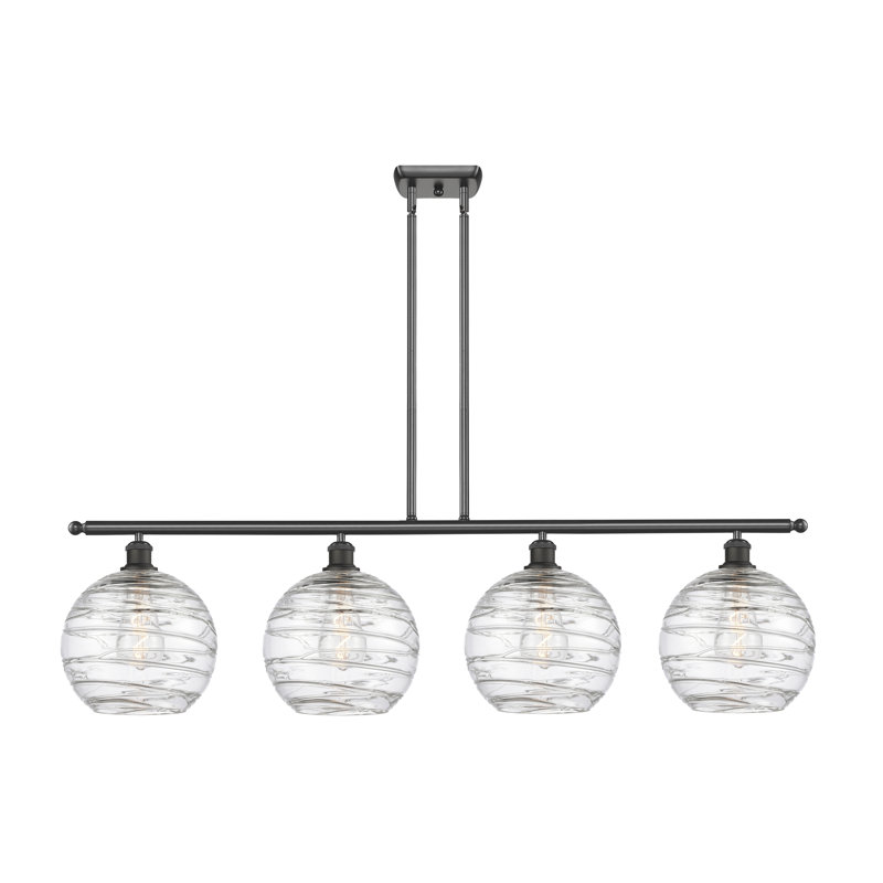 Luminaire suspendu linéaire à 4 lumières pour îlot de cuisine Cindi, Bronze huilé, DEL