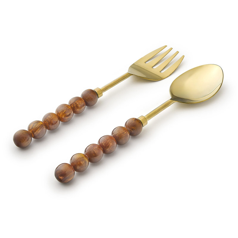 Rathlin Butter Salad Server Set, Brown