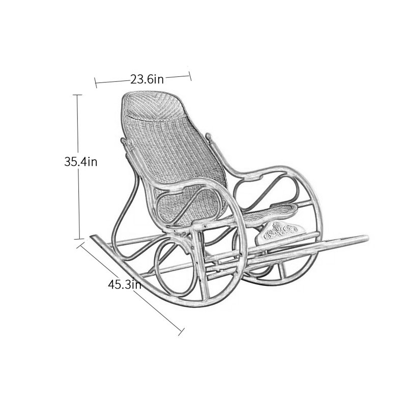 Chaise berçante en rotin respirant