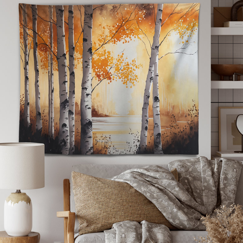 - Tapisserie murale paysage forêt, H 32 po x l 39 po