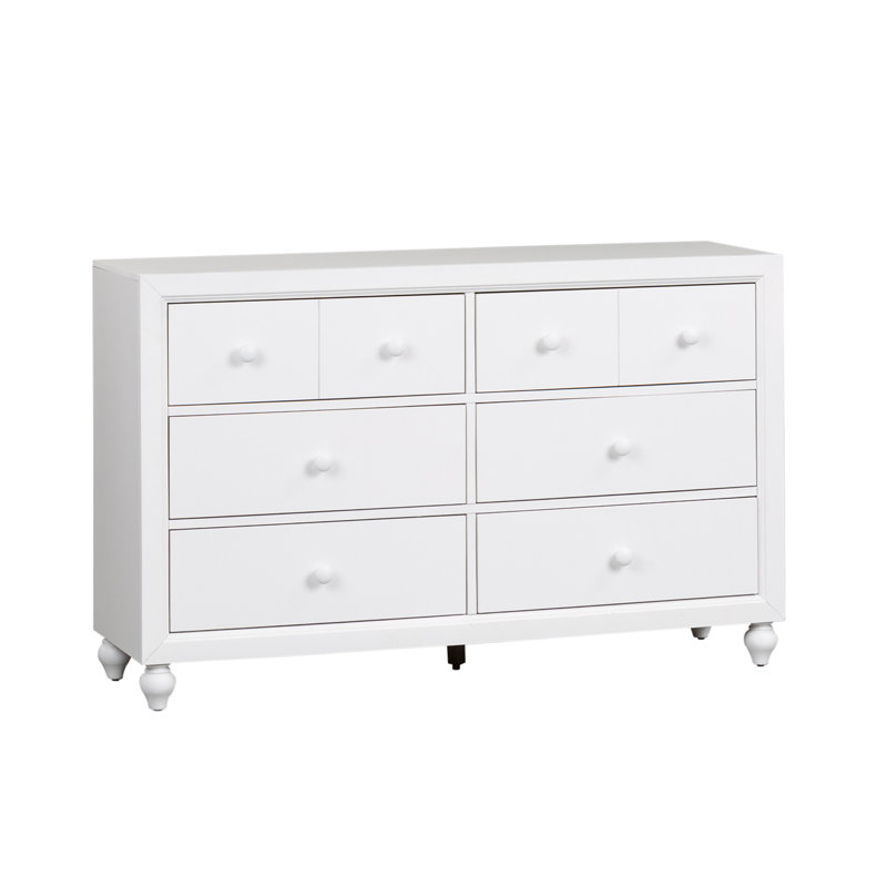 Droskyn 54'' Wide 6 -Drawer Dresser, White