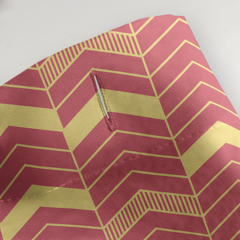Rideau de douche simple à chevrons, Rouge / Jaune