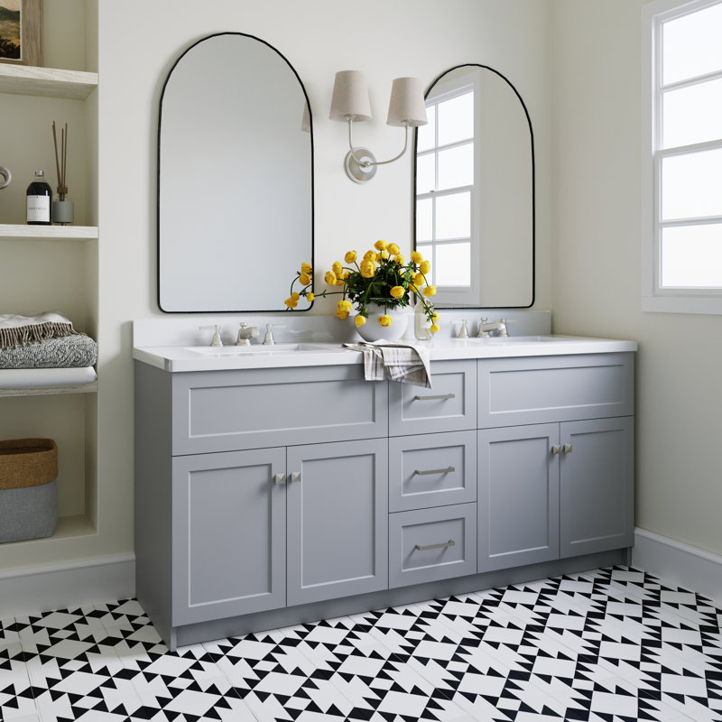 Base de meuble-lavabo double de 72 po Paulla seulement, gris