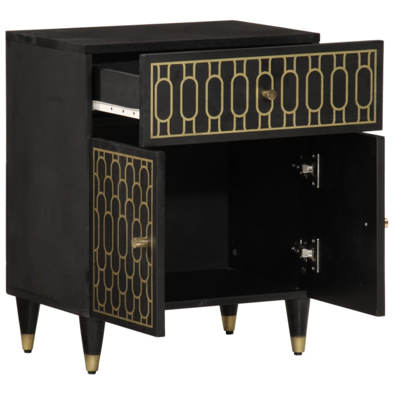 Aaroh 50 cm W Bedside Table, Black