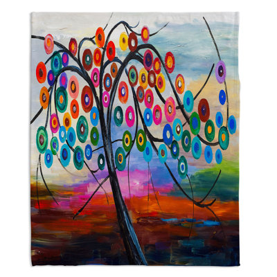 Couverture sherpa doux arbre couleur