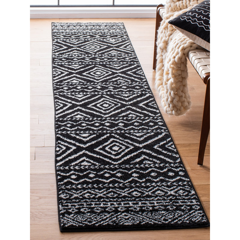 Tapis noir / ivoire Summey Southwestern, Tapis de couloir de 2 pi x 7 pi