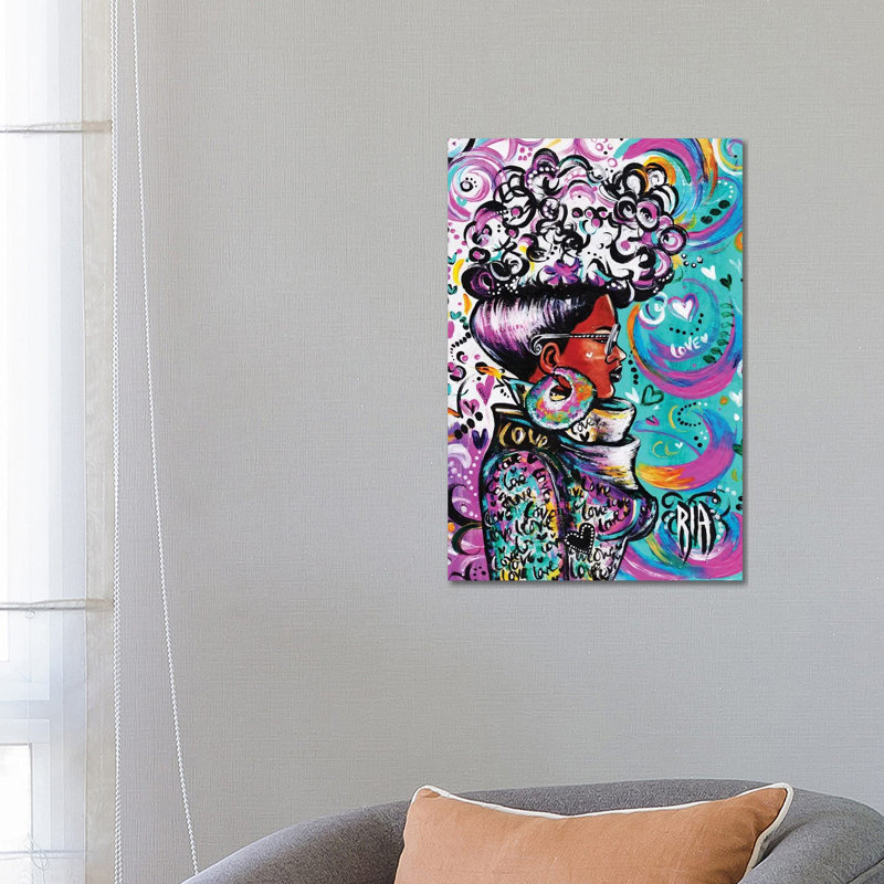 «Lovely» par l'artiste Ria, reproduction d'art, H 18 po x l 26 po x P 1,5 po, Toile tendue, Aucun mat