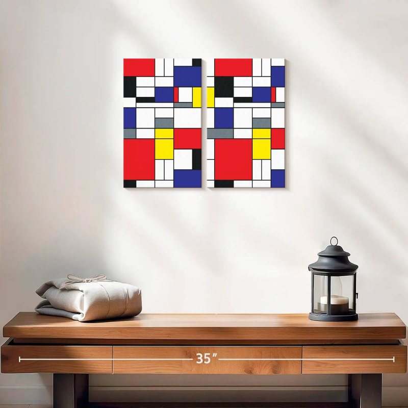 Geometric Mondrian I Multi Piece Canvas Print, 12" H x 17" W x 1" D