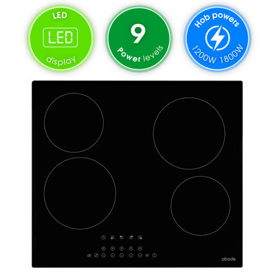 Abode A60eh301b 60cm 4 Zone Electric Hob In Black