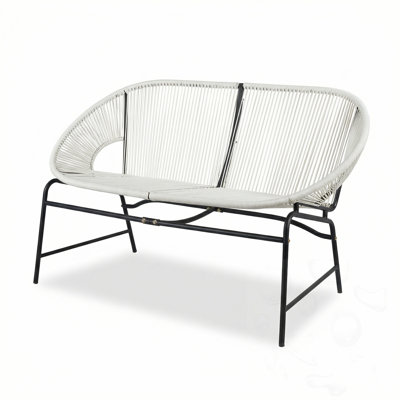 Patio Wicker Sofa With Iron Frame