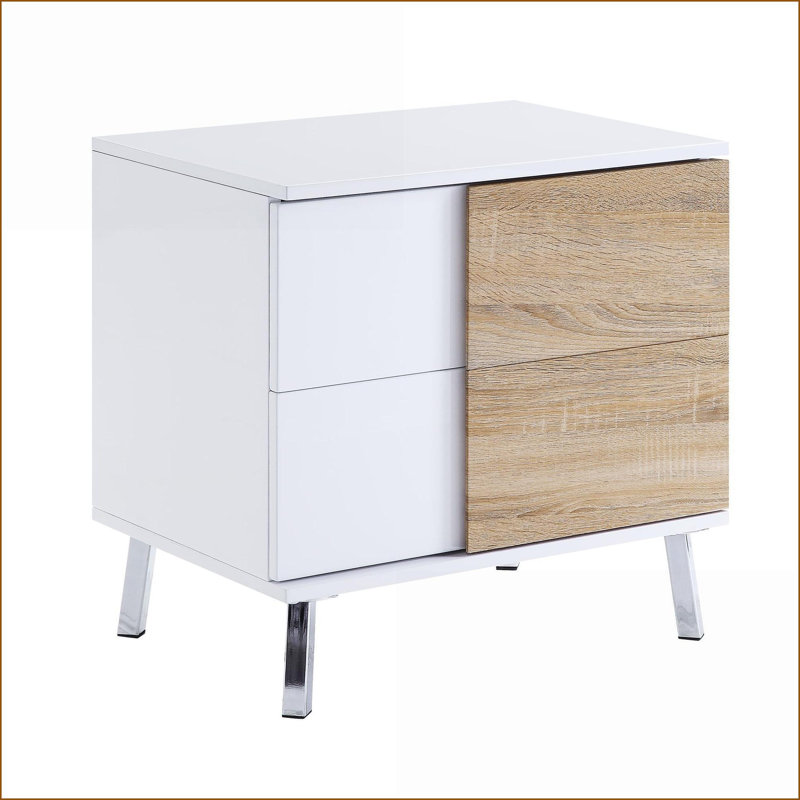 Café blanc ultrabrillant blanc moderne Ensemble de tables de bout avec rangement, élégant décor de salon