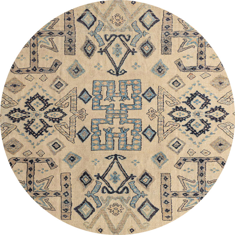 Tapis décoratif multicolore à motif abstrait, Rond 6 pi