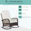 Chaise berçante blanc crème, capacité de poids élevée, coussin de siège à bascule pour patio avec coussin