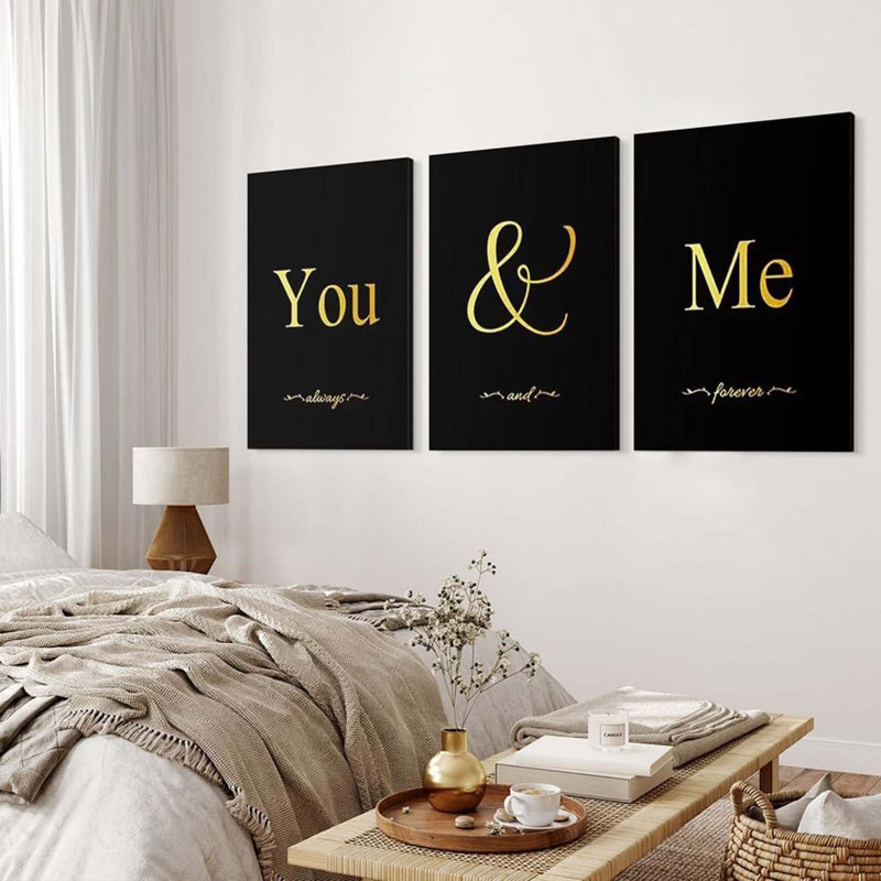 3 Piece Wrapped Canvas Print, Black/Gold