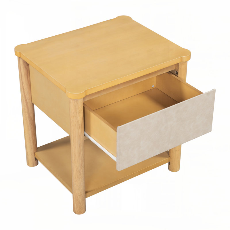 Table de chevet en bois Farmhouse, Naturel / Beige