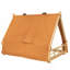 Cabane en bois avec tente de jeu en tissu et guirlande lumineuse suspendue, marron