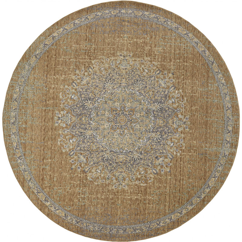 Tapis rond vieilli 9 pi