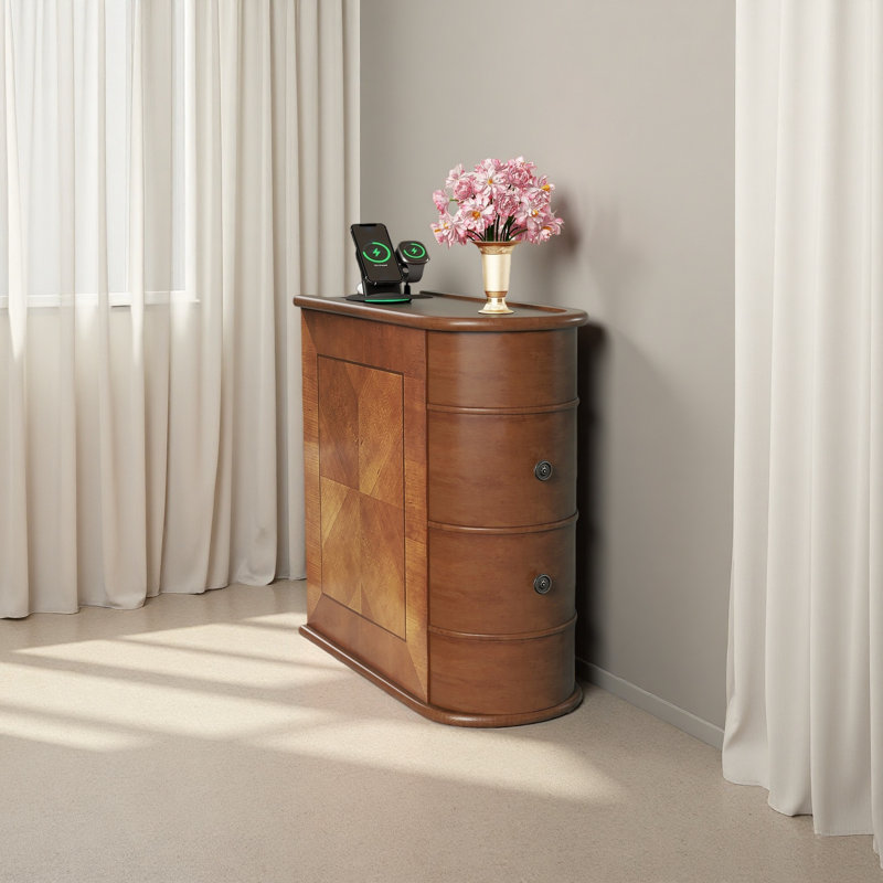 Table de bout avec station de charge, table d'appoint avec tiroirs, aucun assemblage requis