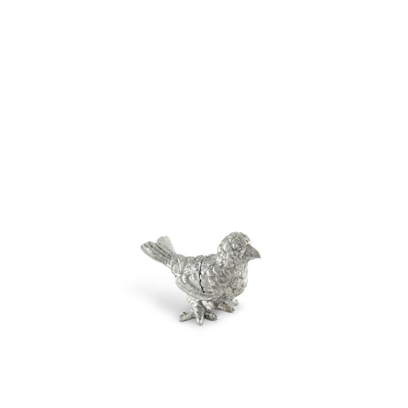 Intricately Detailed Pewter Songbird Place Card Holder