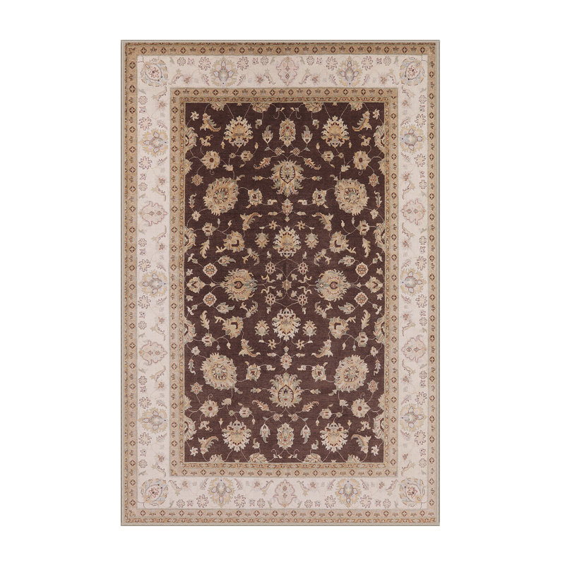 Tapis brun à motif floral Manitoba, Tapis de couloir 2 pi x 5 pi