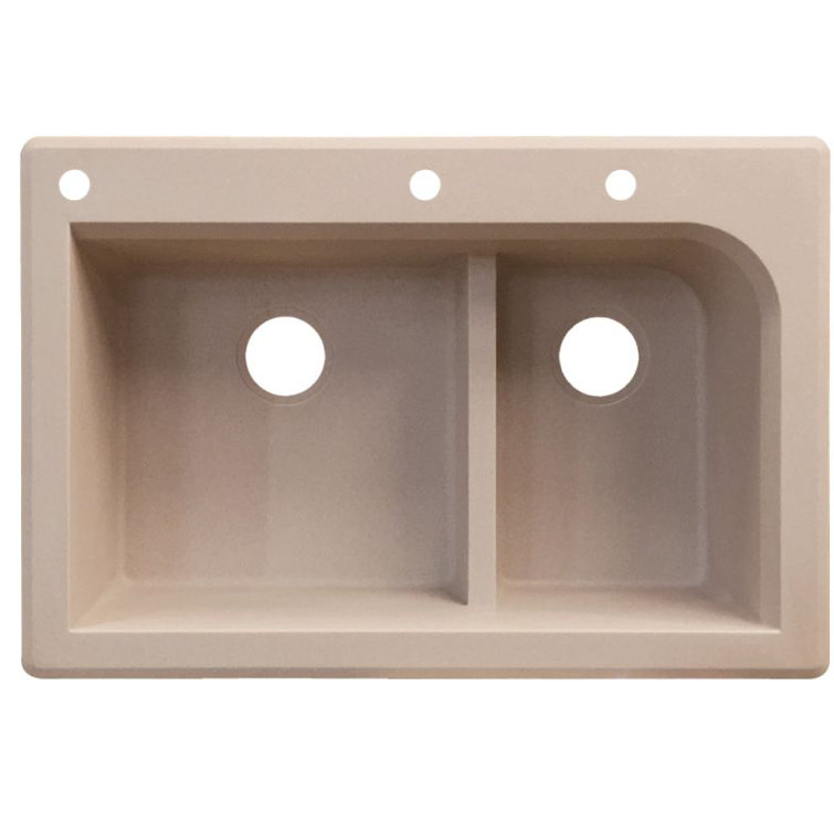 Radius 33'' L Drop-In Double Bowl Granite Kitchen Sink