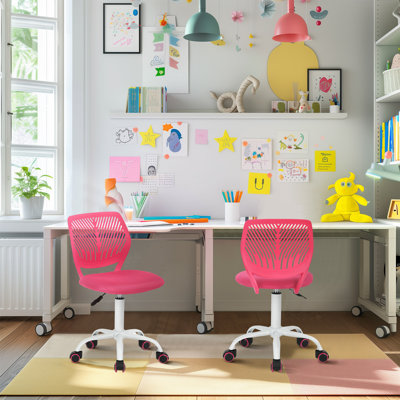 Ensemble de 2 chaises de bureau à hauteur ajustable avec roulettes, chaise de bureau pivotante avec coussin en filet