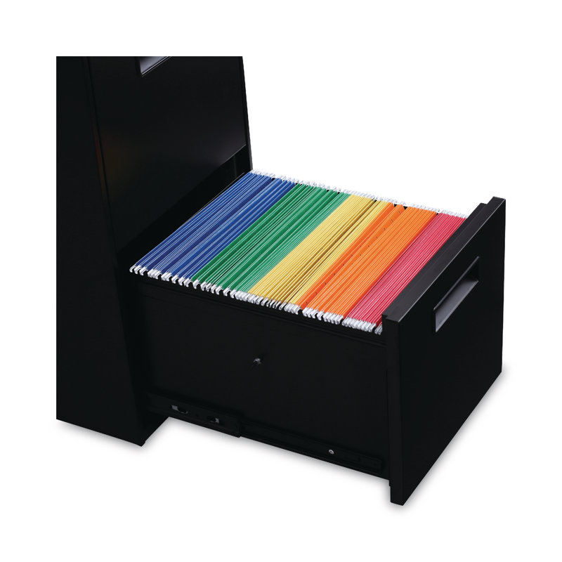 Black 2-Drawer Mobile Steel File Cabinet with Lock