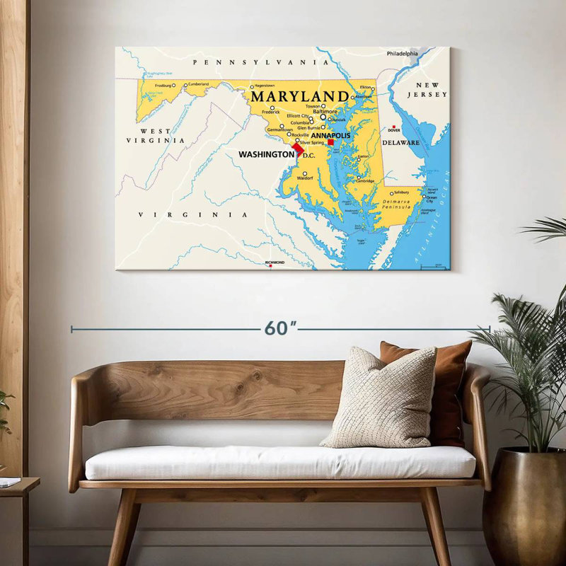 Carte d'Aliaz, Maryland, H 32 po x l 48 po